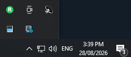 Windows hidden system-tray icons revealed by clicking the ^ arrow